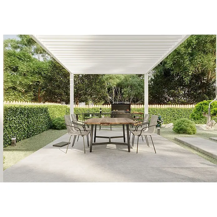 Weide Pergola Deluxe Pavillon Terrassenüberdachung Aluminium 3 x 4 M weiß - Farbe Gestell: Weiß, Metall