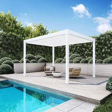 Weide  Pergola Deluxe Pavillon Terrassenüberdachung Aluminium 3 x 4 M weiß