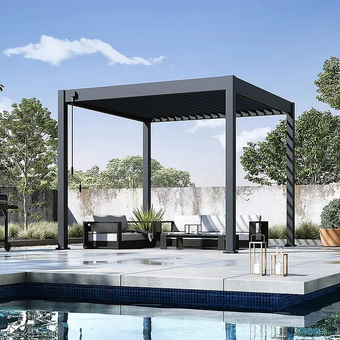 Weide Pergola Classic 3 x 3 M Anthrazit - Farbe Gestell: Anthrazit, Aluminium