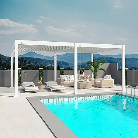 Weide  Pergola Deluxe Plus freistehend 4 x 6 m Weiß Aluminium