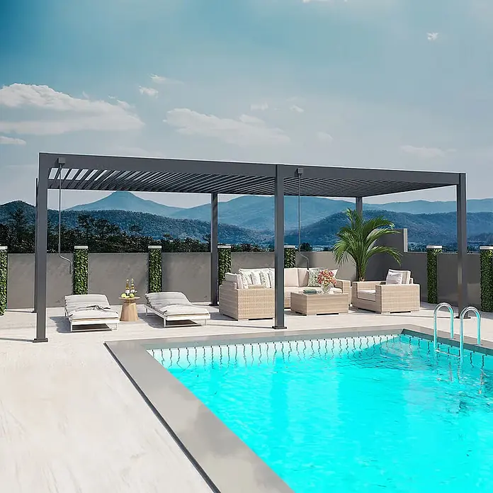 Weide Pergola Weide Pergola Deluxe freistehend 3,6 x 7,2 m Anthrazit Aluminium - Farbe Gestell: Sandpapier FinishAnthrazit / RAL Farbcode 7024, Aluminium