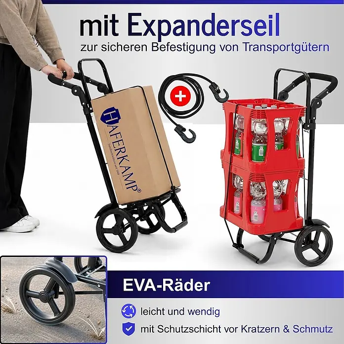 Haferkamp Einkaufstrolley HAFERKAMP Klappbarer Einkaufstrolley TRAGINO 3-in1 Einkaufswagen - L x B x H: 37 x 46,5 x 100 cm