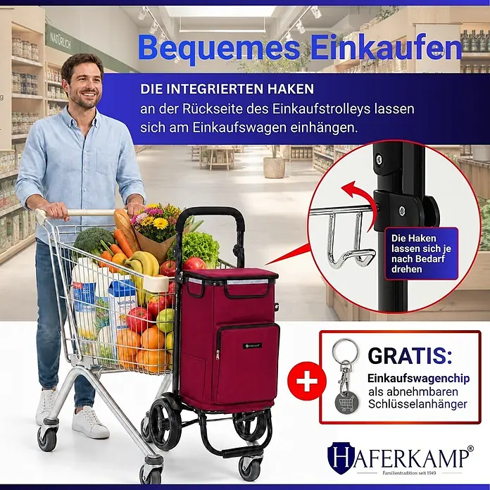 Haferkamp Einkaufstrolley HAFERKAMP Klappbarer Einkaufstrolley TRAGINO 3-in1 Einkaufswagen - L x B x H: 37 x 46,5 x 100 cm