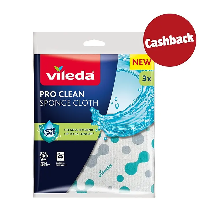 Vileda Pro Clean Schwammtuch - Weiß, 3 Stk., 2 x 18 cm - Kampagnenbild