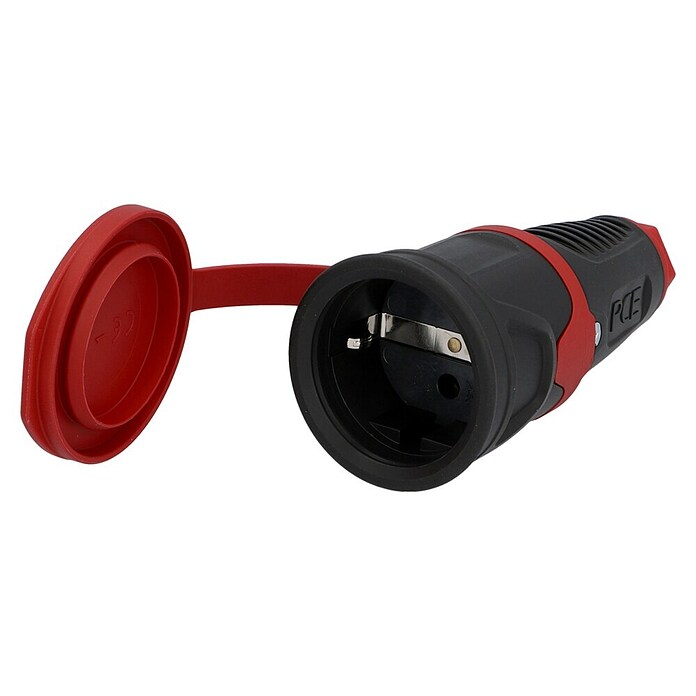 UniTEC Gummi-Schutzkontakt-Kupplung (Schwer, 250 V, 16 A, IP44, Schwarz)
