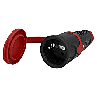 UniTEC Gummi-Schutzkontakt-Kupplung (Schwer, 250 V, IP44, Rot/Schwarz)