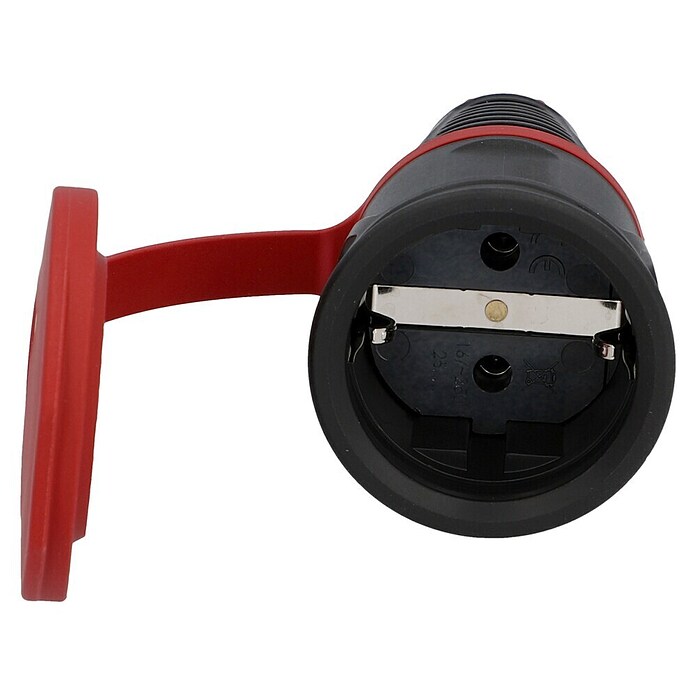 UniTEC Gummi-Schutzkontakt-Kupplung (Schwer, 250 V, 16 A, IP44, Schwarz)
