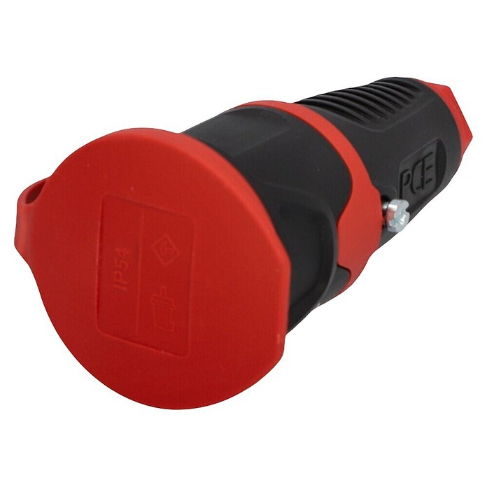 UniTEC Gummi-Schutzkontakt-Kupplung (Schwer, 250 V, 16 A, IP44, Schwarz)