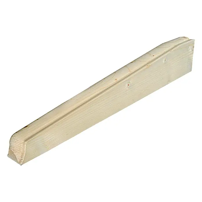 Konsole - Fichte/Tanne, 680 x 140 x 57 mm, Gerade, 1 Stk. - Bild eines Keilrahmens aus hellem Holz mit einer abgerundeten Kante und sichtbaren Maserung. Ideal für Heimwerker- und Bauprojekte.