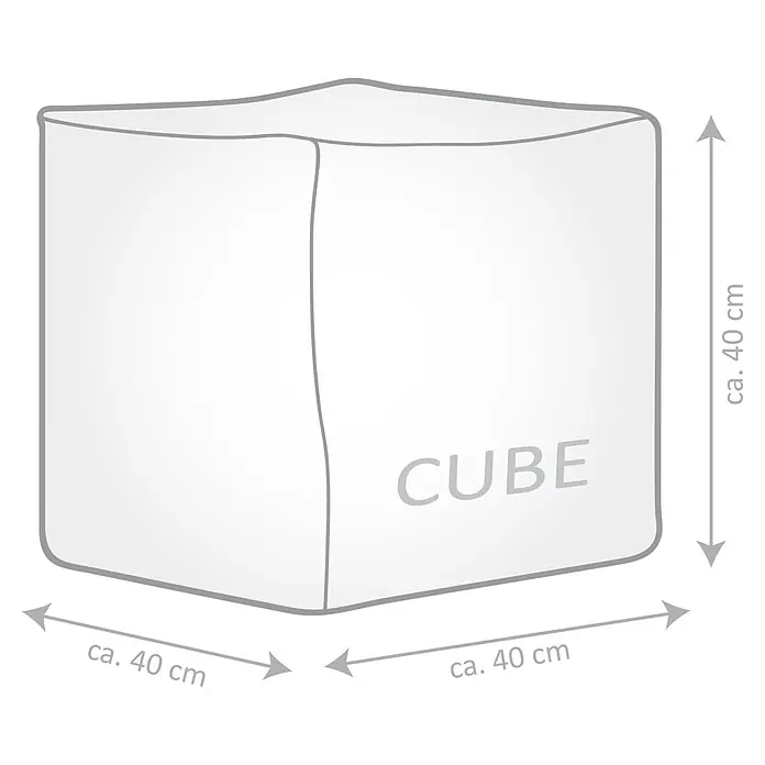 Sitting Point Sitzhocker Cube Scuba - 40 x 40 x 40 cm, Petrol, 100 % Polyester - Skizze