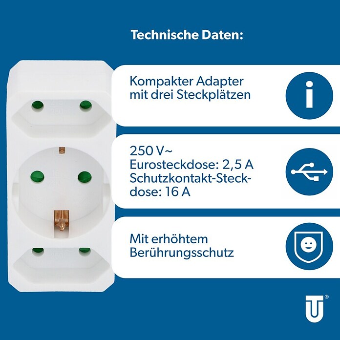 UniTEC Euro-Adapter (16 A, 3.500 W)