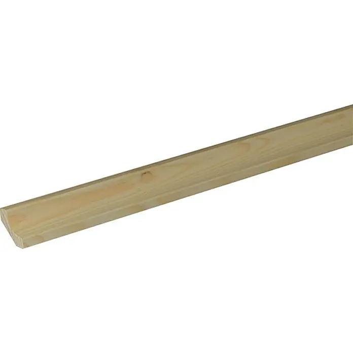Hohlkehlleiste - 240 x 2 x 2 cm, Fichte/Kiefer - Helles Holzbrett mit natürlicher Maserung, ideal für Bauprojekte und DIY. Perfekt für Regale oder als dekoratives Element.
