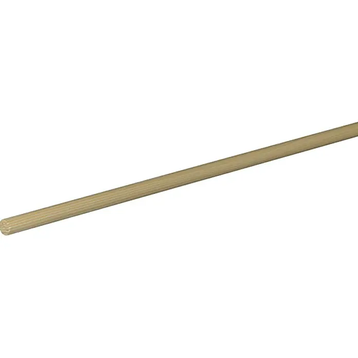 Rundstab - Fichte/Kiefer, Durchmesser: 1 cm, Länge: 100 cm - Detailaufnahme eines Rundstabs aus hellem Holz mit feinen Rillen, ideal für Bastelarbeiten und Modellbau.\n