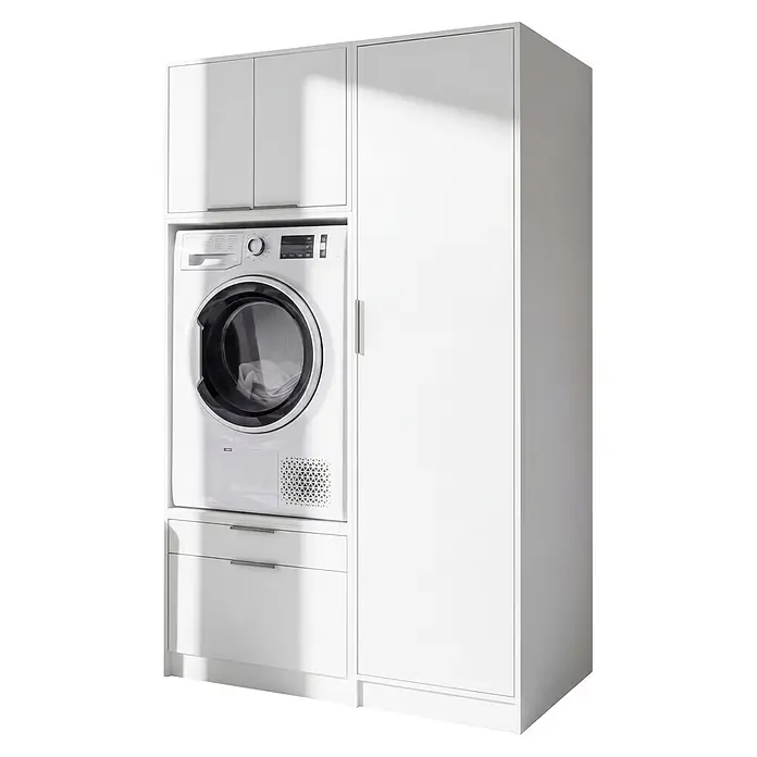 Fackelmann Waschmaschinenschrank Typ 6 - B x L: 115 x 65 cm, Weiß - Diagonale Ansicht