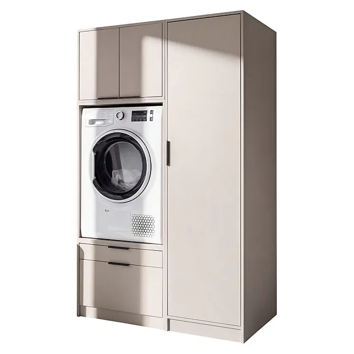 Fackelmann Waschmaschinenschrank Typ 6 - B x L: 115 x 65 cm, Kaschmir - Diagonale Ansicht