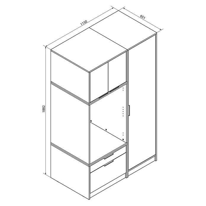 Fackelmann Waschmaschinenschrank Typ 6 - B x L: 115 x 65 cm, Kaschmir - Skizze
