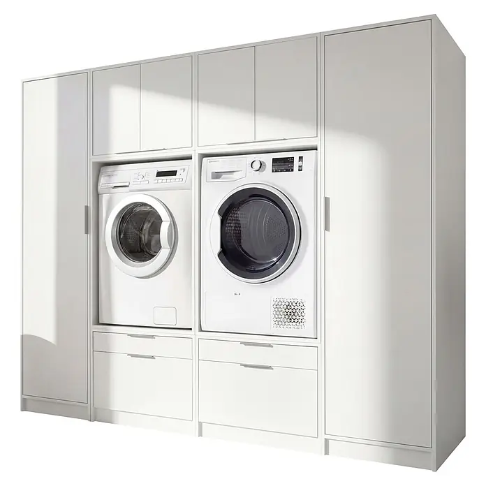 Fackelmann Waschmaschinenschrank Typ 6 - B x L: 230 x 65,1 cm, Weiß - Diagonale Ansicht