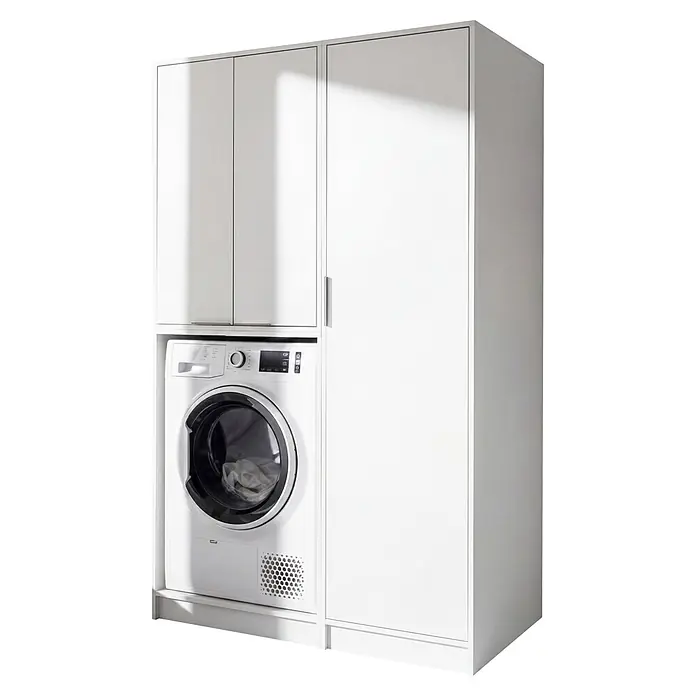 Fackelmann Waschmaschinenschrank Typ 5 - B x L: 115 x 65,1 cm, Weiß - Diagonale Ansicht