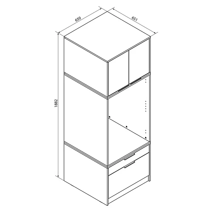 Fackelmann Waschturm Typ 1 - B x L: 65 x 65,1 cm, Weiß - Skizze