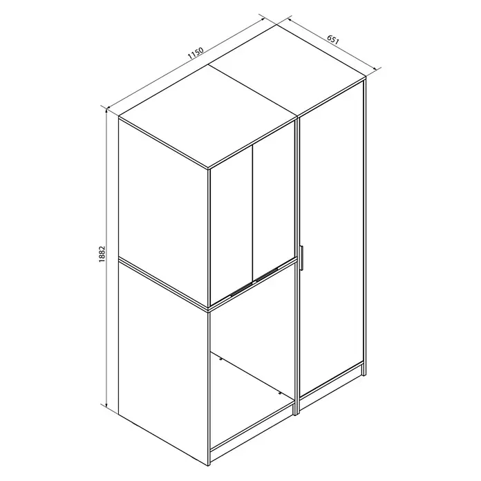Fackelmann Waschmaschinenschrank Typ 5 - B x L: 115 x 65 cm, Kaschmir - Skizze