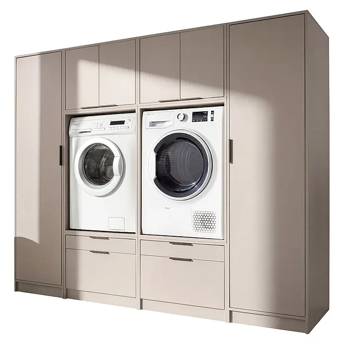 Fackelmann Waschmaschinenschrank Typ 6 - B x L: 230 x 65,1 cm, Kaschmir - Diagonale Ansicht