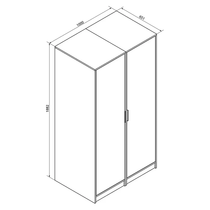 Fackelmann Holz-Mehrzweckschrank - 65,1 x 100 x 188,2 cm - Skizze