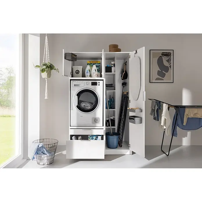 Fackelmann Waschmaschinenschrank Typ 6 - B x L: 115 x 65 cm, Weiß - Stimmungsaufnahme