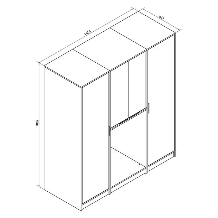 Fackelmann Waschmaschinenschrank Typ 5 - B x L: 165 x 65,1 cm, Kaschmir - Skizze