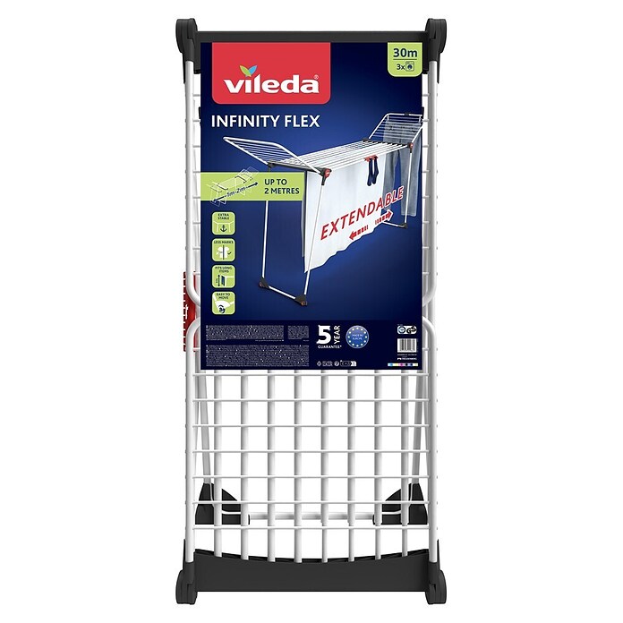 Vileda Flügel-Wäscheständer Infinity Flex (Länge Wäscheleine: 30 m, L x B x H: 304 x 56 x 128 cm, Weiß) | BAUHAUS