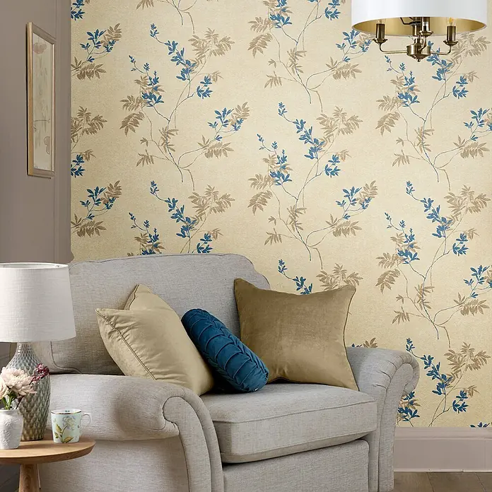 Laura Ashley Vliestapete Vliestapete Mari - Gold, Floral, 10 x 0,52 m