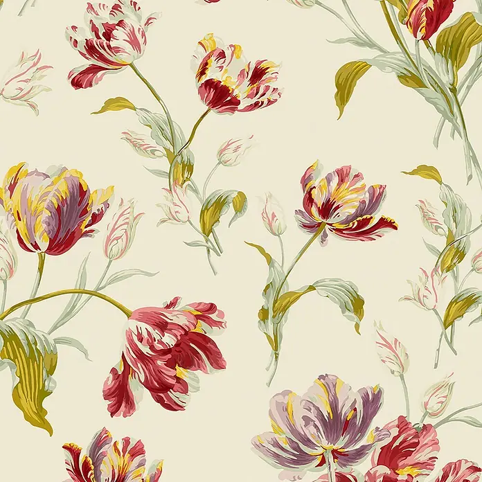 Laura Ashley Vliestapete Vliestapete Papageientulpen - Rot, Floral, 10 x 0,52 m