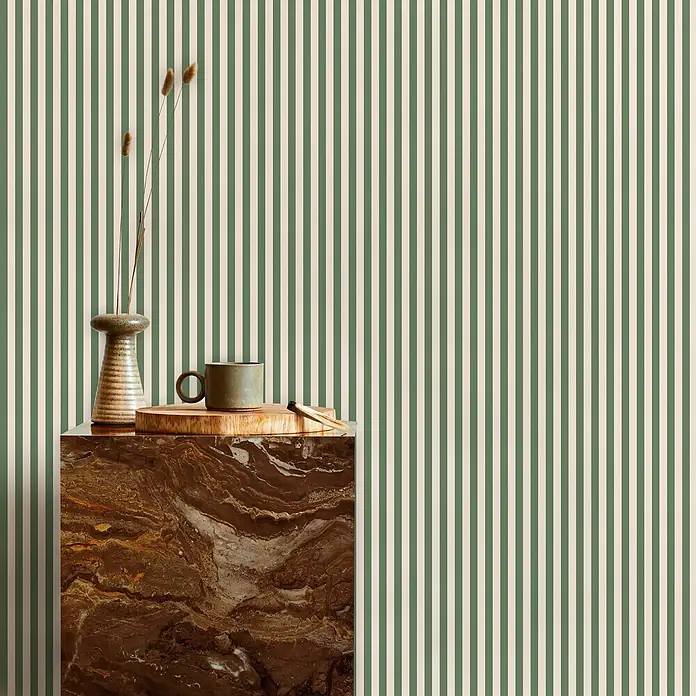 Superfresco Easy Vliestapete Vliestapete - Kleine streifen - Grün, Grafisch, 10 x 0,53 m
