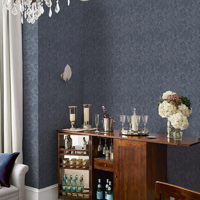 Laura Ashley Vliestapete Vliestapete Gerstenpflanzen - Blau, Sonstiges, 10 x 0,52 m