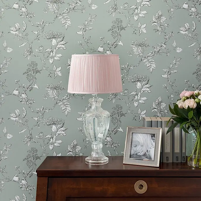 Laura Ashley Vliestapete Vliestapete Elderwood - Blau, Floral, 10 x 0,52 m