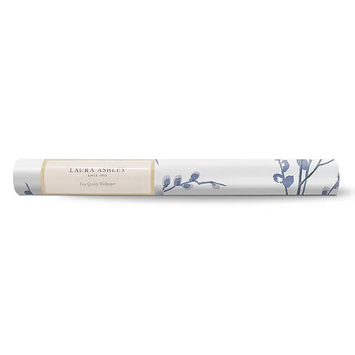 Laura Ashley Vliestapete Vliestapete Weidenkätzchen - Dunkelblau/Weiß, Floral, 10 x 0,52 m