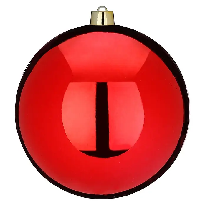 Weihnachtskugeln XXL - Festive Red, Kunststoff, Durchmesser: 40 cm, 1 Stk. - Rote, glänzende Christbaumkugel mit goldener Kappe.