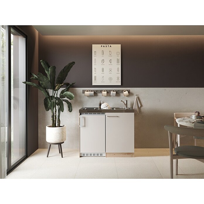 Respekta Miniküche Levin (Breite: 100 cm, Kaschmir, Glaskeramikkochfeld) | BAUHAUS
