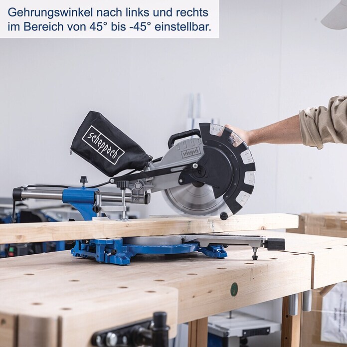 Scheppach Kappzugsäge HM254 (2 000 W, Durchmesser Sägeblatt: 255 mm, Leerlaufdrehzahl: 4 500 U/min) | BAUHAUS