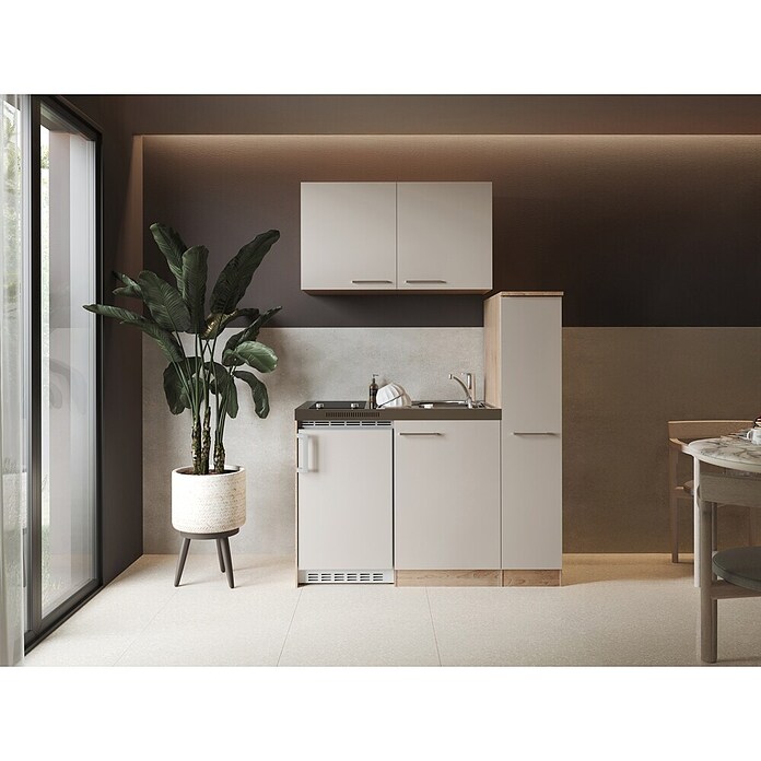 Respekta Miniküche Levin (Breite: 130 cm, Höhe: 200 cm, Kaschmir, Glaskeramikkochfeld) | BAUHAUS
