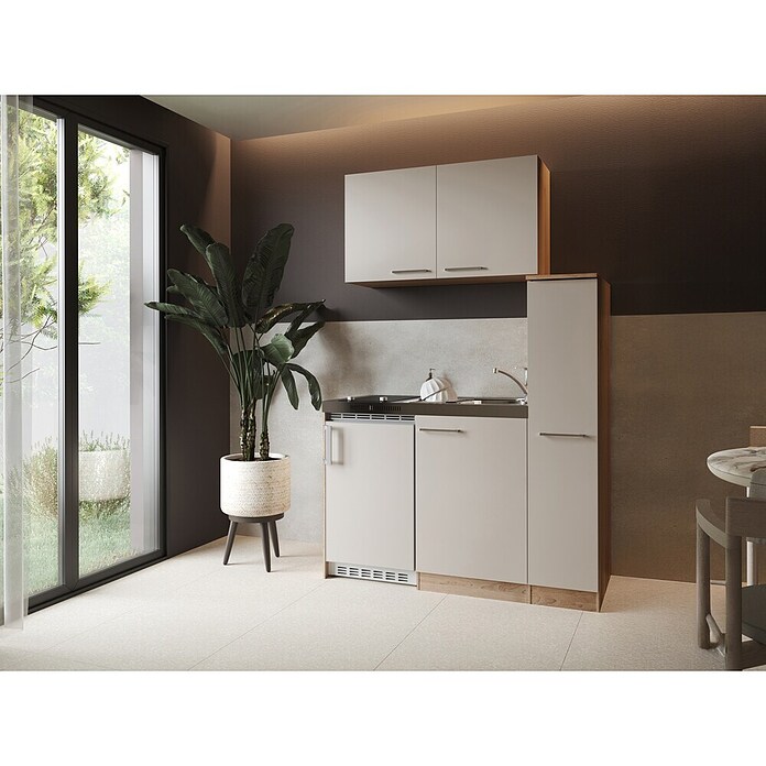 Respekta Miniküche Levin (Breite: 130 cm, Höhe: 200 cm, Kaschmir, Glaskeramikkochfeld) | BAUHAUS