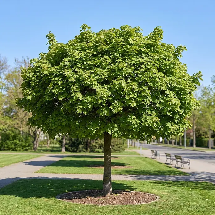 Piardino Kugel-Ahorn Globosum - Acer platanoides, Aktuelle Wuchshöhe: 170 cm, Stammhöhe: 120 cm - Stimmungsaufnahme
