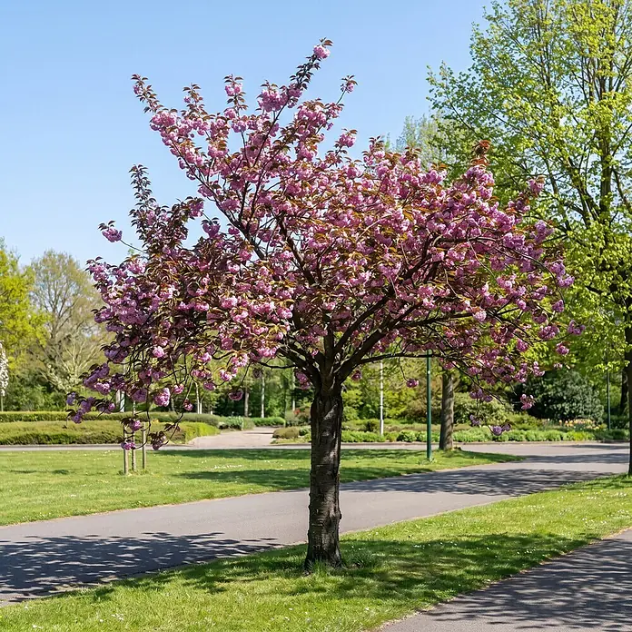 Piardino Zierkirsche Royal Burgundy - Prunus serrulata, Aktuelle Wuchshöhe: 170 cm, Stammhöhe: 120 cm - Stimmungsaufnahme