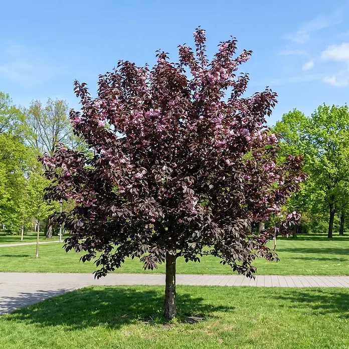 Piardino Zierkirsche Royal Burgundy - Prunus serrulata, Aktuelle Wuchshöhe: 200 cm, Stammhöhe: 150 cm - Stimmungsaufnahme