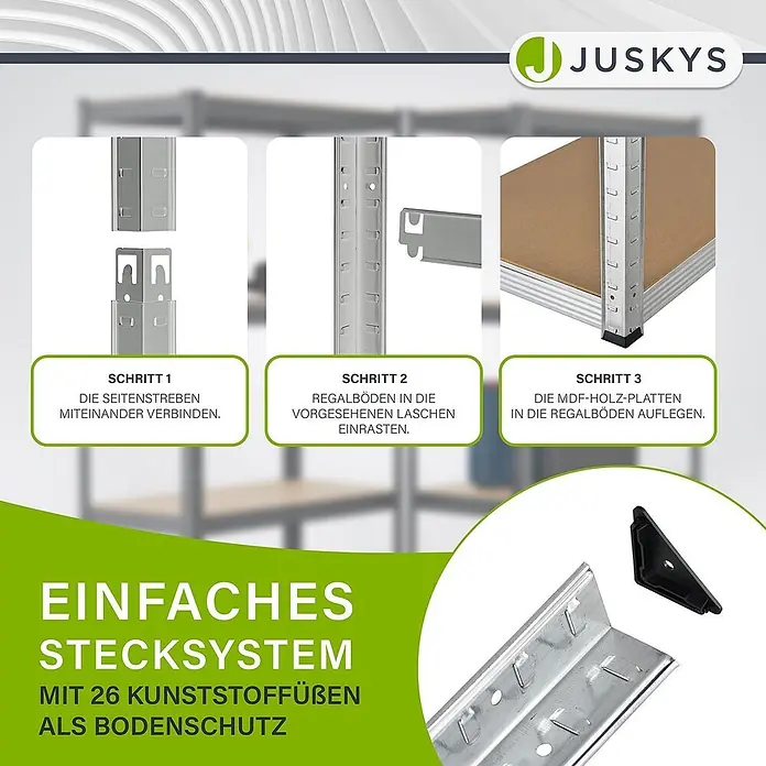 Juskys Schwerlastregal - H x B x T: 160 x 80 x 40 cm, Anzahl Böden: 12 Stk., Silber