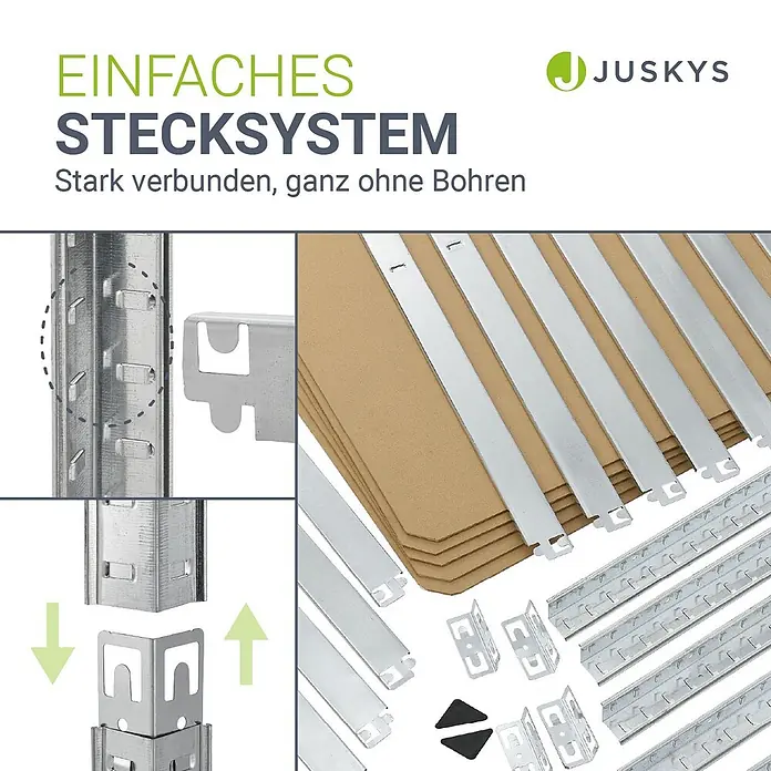 Juskys Schwerlastregal - H x B x T: 180 x 90 x 40 cm, Anzahl Böden: 10 Stk., Silber
