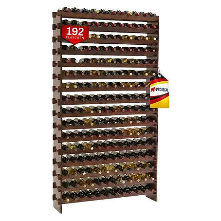 Proregal  Flaschenregal Weinregal NAVARRA aus Holz 192 Flaschen auf 16 Ebenen Braun geölt