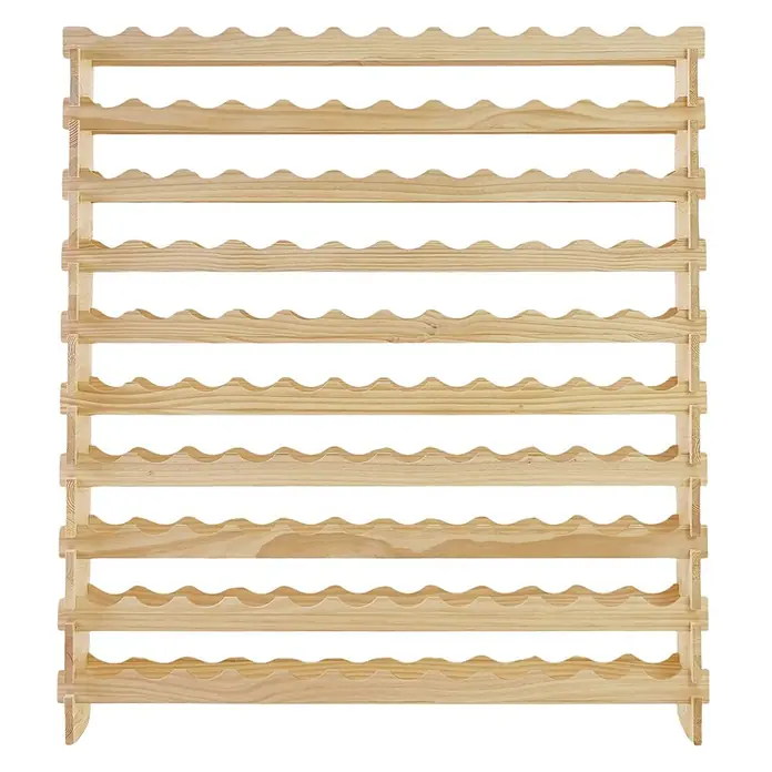Proregal Flaschenregal Weinregal NAVARRA aus Holz 120 Flaschen auf 10 Ebenen Natur unbehandelt - L x B x H: 28 x 123 x 135 cm, Holz, Anzahl Böden: 1 Stk.