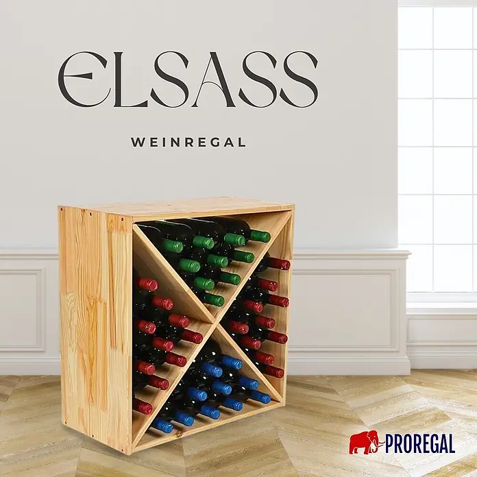 PROREGAL Modulares Weinregal ELSASS HxBxT 60x60x30cm Kreuz Modul für 40 Flaschen Massives Kiefernholz Natur online kaufen bei BAUHAUS