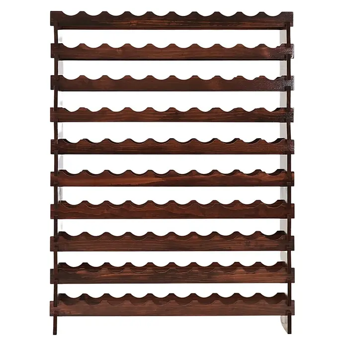 Proregal Flaschenregal Weinregal NAVARRA aus Holz 100 Flaschen auf 10 Ebenen Braun geölt - L x B x H: 28 x 103 x 135 cm, Holz, Anzahl Böden: 1 Stk. - Dunkelbraunes Holz-Weinregal mit mehreren horizontalen Ebenen zur Flaschenlagerung.