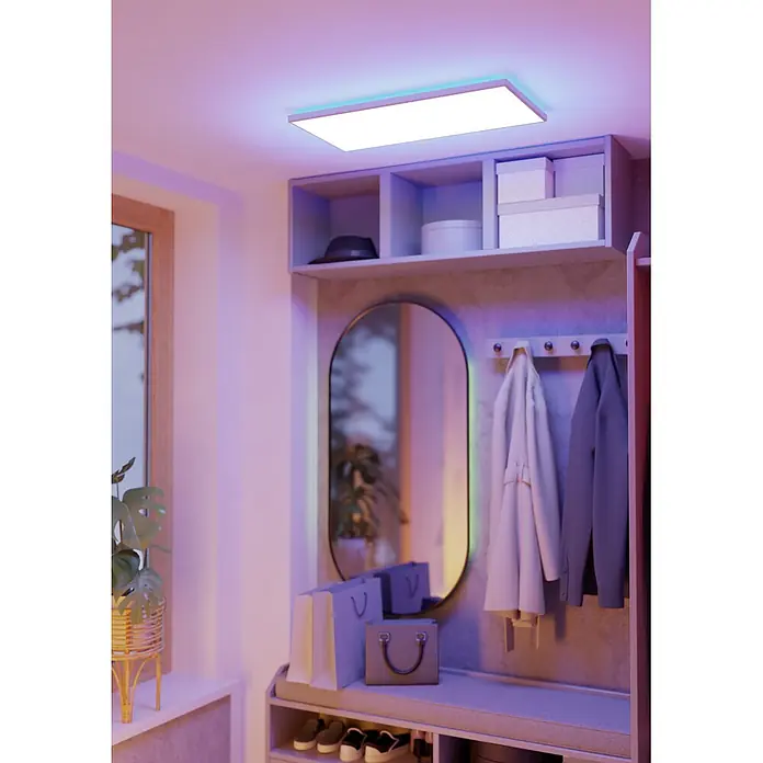 Eglo LED-Deckenleuchte Rovito-Z - 17,2 W, L x B x H: 57 x 30 x 3 cm, Weiß, RGBW - Stimmungsaufnahme